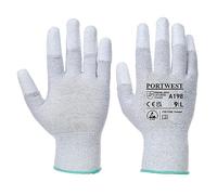 Portwest Gant A198 antistatique bout de doigts enduit PU gris - la paire Taille M