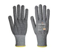 Portwest A640 Gant Sabre Picots Jauge 13 Protection Contre la Chaleur | Gris, 2XL, EN 388 Niveau de coupure D, EN 407 (X1XXXX), EN ISO 21420 Dextérité 4, Paume Enduite en PVC, Anti-Coupure