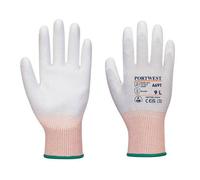 Portwest A697 Gant paume enduite PU ESD - Paquet de 12 Gris/Blanc - 12 paires de gants - Taille L
