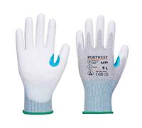 Portwest A699 Gant paume enduite PU ESD - Paquet de 12 Gris/Blanc - 12 paires de gants - Taille XS