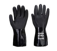 Portwest A882 Gant Chimie PVC Doublure Ouatée Antistatique Imperméable ESD | Noir, M, EN ISO 21420 Dextérité 5, EN ISO 374-1 Type B, EN 388 (4121X), EN 407 (X1XXXX), EN 16350, ESD, Construction