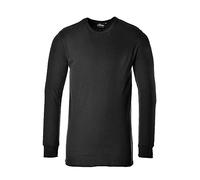 Portwest B123 T-shirt Thermique Homme Manches Longues Sous-Vêtement Chaud Maillot de Corps Couche de Base Col Rond Poignets Côtelés Travail Hiver Extérieur, Noir, XXXL