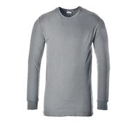 Portwest B123 T-shirt Thermique Homme Manches Longues Sous-Vêtement Chaud Maillot de Corps Couche de Base Col Rond Poignets Côtelés Travail Hiver Extérieur, Gris, XXXL