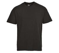 Portwest B195 Vêtements de Travail Lavable en Machine Maille Col Rond Mixte | Noir, L, UPF 50+, Tissu 100% Coton, Très Résistant et Anti-Bouloches, Manches Courtes, Fermeture Éclair, Protection Solaire