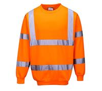 Portwest B303 Sweat-Shirt Bande Réfléchissante Poignets Bord Côte Léger | Orange, M, EN ISO 20471 Classe 3, Polyester, Tissu Gratté, Coupe Ample, Manches Longues, Haute Visibilité