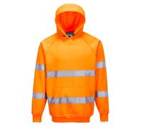 Portwest B304 Sweat-Shirt Haute Visibilité Capuche Bande Réfléchissante | Orange, 2XL, EN ISO 20471 Classe 3, UPF 40+, Poignets Bord Côte, Tissu Gratté, Poche Kangourou, Polycoton