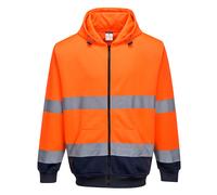 Portwest B317 Veste à Capuche Zippée Haute Visibilité Orange/Navy et Jaune/Navy