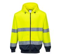 Portwest B317 Veste à Capuche Zippée Haute Visibilité Orange/Navy et Jaune/Navy