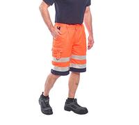 Portwest Bermuda E043 haute visibilité poly-coton orange/marine EN 20471 7 poches Taille L
