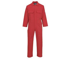 Portwest BIZ1 Combinaison Bizweld Retardateur de Flammes Poche Poitrines | Rouge, XL, EN ISO 11612, EN ISO 11611, EN 61482-1-1, 100% Coton, Fermeture Pressions, Boucle Radio, Ignifuge, Durable