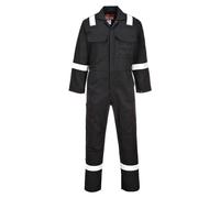 Portwest BIZ5 Combinaison Bizweld FR Iona Fermeture Pressions Boucles Radio | Noir, L, EN 61482-1-1, EN ISO 11612, Poches Genoux, Tissu Classé UPF 40+, Arc Électrique, Lavable en Machine, 8 Poches