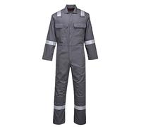 Portwest BIZ5 Combinaison Bizweld FR Iona Fermeture Pressions Boucles Radio | Gris, EN ISO 11612, EN 61482-1-1, Poches Genoux, Tissu Classé UPF 40+, Coupe Standard, Arc Électrique, Lavable en Machine