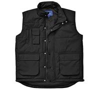 Portwest S415 Bodywarmer Ouverture Frontale Pressions Poches Ergonomiques | Noir, 2XL, Polyester, Sans Manches, Résistant à L'eau, Cordon de Serrage, Intempéries, Poche Stylo, Poche Téléphone, Léger