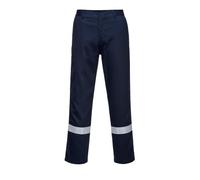 Portwest BZ14 Pantalon Bizweld Iona Ceinture Semi Élastiquée Poche Mètre | Marine, M, UPF 40+, EN 61482-1-1, EN ISO 11612, EN 61482-2, Polyester, Coutures Double Piqûre, Protection Double Risque