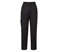 Portwest C099 Pantalon Combat Femme Ceinture Semi Élastiquée 1 Poche Cargo | Noir, XS, UPF 40+, Fermeture Crochet, Tissu Pré Rétréci, Tenue de Travail, Polycoton, Léger, Durable