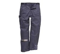 Portwest C387 Pantalon Action Matelassé Poches Zippées Polycoton Multipoche | Marine, UPF 40+, Doublure Intérieure en Nylon Lavable, Ceinture Semi Élastiquée, Genoux Renforcé Double Couche, Thermique