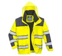 Portwest C466 Blouson 2 Poches Latérales Zippées Doublure en Fourrure Hiver | Jaune/Marine, 3XL, EN ISO 20471 Classe 3, EN 342, Oxford 300D, Imperméable à L'eau, Poignets Élastiqués, Manches Amovibles