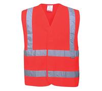 Portwest C470 Gilet Haute Visibilité Baudrier Réfléchissant Fluo | Rouge, S/M, Haute Visibilité, Baudrier Double Ceinture, Chasuble, Voirie Ferroviaire, Chantier
