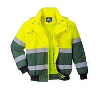 Portwest C565 Blouson Bomber Imperméable Zippé Réfléchissant 10 poches | Jaune/Vert, S, EN ISO 20471 Classe 2, EN 342, Panneaux Contrastant, Poignets et Ourlets Tricot, Doublure en Fourrure