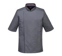 Portwest Veste de chef professionnelle C738 – manches courtes, maille respirable, Gris ardoise L