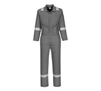 Portwest C814 Combinaison coton Iona Tissu Absorbant L'humidité Poche Mètre | Gris, 3XL, UPF 40+, EN 17353, Bande Réfléchissante, Zip à Double Curseur, Soufflet D'aisance, Coupe Standard, Dos D'aisance