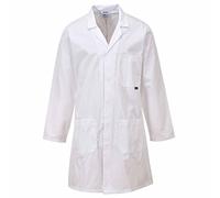 Portwest C852 Manteau Polycoton Lavable en Machine à 60°C Tissu Pré Rétréci | Blanc, 2XL, UPF 50+, 65% Polyester, 35% Coton, Deux Poches Plaquées, Résistant à L'usure, Bord Avant Caché, Fermeture Éclair