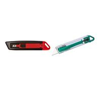 Portwest Cutter Ultra Safety, Couleur: Noir, KN10BKR & wolfcraft 4135000 Cutter à Lame Trapèze | Fonction Sécurité | 1 Lame incluse multicolore