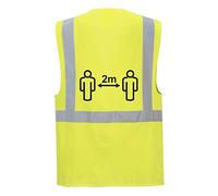 Portwest CV76 Gilet Haute visibilité avec Fermeture Bande Réfléchissante | Jaune, 2XL, EN ISO 20471 Classe 2, Porte-Badge à Double Entrée, Ouverture Frontale Zippée, Deux Poches Plaquées, Boucle Radio