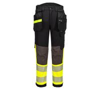 Portwest EV4 Pantalon stretch haute visibilité Classe 1 avec poches holster amovibles Jaune régulier 28
