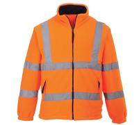 Portwest F300 Polaire Doublée Filet Haute Visibilité Tenue de Travail Zippé | Orange, S, EN ISO 20471 Classe 3, Polyester, Poignets Élastiqués, Zip Double Curseur, Tissu Classé UPF 40+
