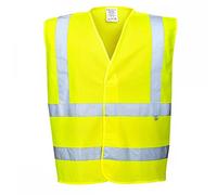 Portwest FR71 Gilet HV Antistatique et Flamme Mixte Ignifuge Auto-Agrippant | Jaune, 2XL/3XL, EN ISO 20471 Classe 2, EN 1149-5, Polyester, Coupe Ample, Fermeture par Bandes, Léger, Réfléchissant