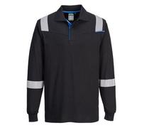 Portwest FR711 Polo à manches longues résistant aux flammes WX3 Noir - Taille L