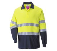 Portwest FR74 Polo anti-feu bicolore, manches longues Jaune/Navy Gr. XXL