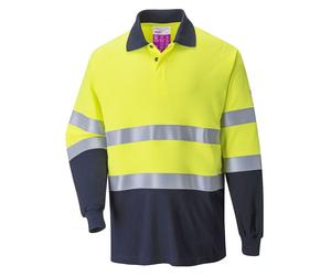 Portwest FR74 Polo anti-feu bicolore, manches longues Yellow/Navy Taille L