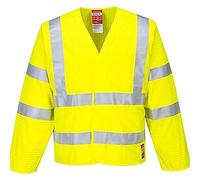 Portwest FR85 Gilet HV ML Coupe Ample Manches Longues Sans Métal Ignifuge | Jaune, L/XL, EN ISO 20471 Classe 3, EN 1149-5, EN ISO 14116, Polyester, Fermeture par Bandes, Antistatique, Réfléchissant