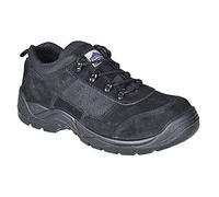 Portwest FT64 Chaussure Trouper Steelite Doublure Intérieure Respirante | Noir, 48, Certifié CE, S1P EN ISO 20345, Semelle Acier Anti-Perforation, Renfort Cousu en Cuir, Tirette Arrière, Embout Acier