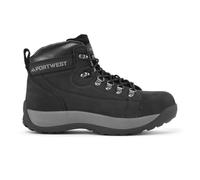 Portwest FW31 Mi Brodequin Steelite Nubuck Semelle Extérieure en Phylon | Noir, 45, SB EN ISO 20345, Cuir Pleine Fleur, Coquille Acier, Col Double, Maille Antidérapant Respirant, Durable