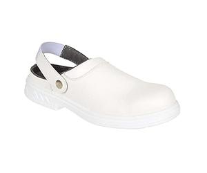 Portwest FW82 Sabot Sécurité AE Lavable en Machine à 30°C Sangle Amovible | Blanc, 47, SB EN ISO 20345, Chaussures Anti-Statique, Coquille Acier, Col Double, Résistant à L'eau, Maille