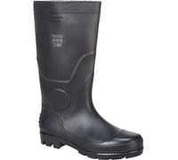 Portwest FW90 Bottes Wellington Imperméables En PVC O4 EN ISO 20347 Léger | Noir, 45, Chaussures Anti-Statique, Talon avec Absorption D'énergie, Résistant aux Huiles, Durable, Agriculture