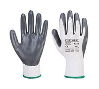 Portwest Gant Flexo Grip enduit Nitrile, Couleur: Gris/Blanc, Taille: L, A310GRWL