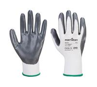 Portwest Gants Flexo Grip enduit nitrile - Gris/Blanc - Taille S - A310GRWS