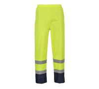 Portwest H444 Pantalon de pluie Hi-Vis bicolore Jaune/Marine - Taille XS - Standard