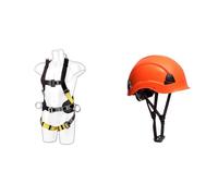 Portwest Harnais de Sécurité Confort Plus 2 Points Noir & PS53 Casque de Sécurité Léger pour Travaux en Hauteur Orange