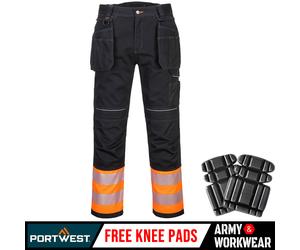 Portwest Hi-Viz Étui Pantalon Cargo Poches Genoux Elasticted Gratuit Tampons