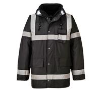 Portwest S433 Parka Iona Lite Poche Poitrine Intérieure Imperméable à L'eau | Noir, 2XL, EN 343 Classe 3:1, EN 342, EN 17353, Coupe Ample, Oxford 300D, Poignets Bords Cotes, Col Doublé Polaire, À Capuche