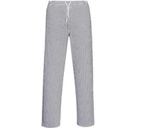 PORTWEST pantalon de cuisine coton élastiqué - - XL -Bleu (Pied de poule) | Carreaux bleus, XL, Ceinture Élastiquée, Serrage Réglable, Poche Arrière, Lavage Machine 60°C, Design Unisexe