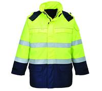Portwest FR79 Parka Bizflame Rain+ Hi-Vis Arc Jaune/Marine - Taille XL