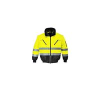 Portwest Blouson Pilote PJ50 3 en 1 Haute Visibilité, Déperlant Manches amovibles Jaune/Noir XL