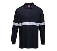 Portwest Polo à manches longues antistatique résistant à la flamme avec bandes rétroréfléchissantes, Couleur: Marine, Taille: S, FR03NARS