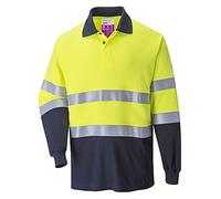 Portwest Polo bicolore antistatique résistant aux flammes, Couleur: Jaune/Marine, Taille: XL, FR74YNRXL